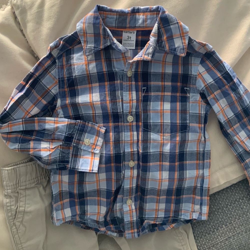 3T boy jeans & plaid shirts button down fall winter spring bundle - Picture 9 of 12